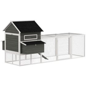 137" Wooden Chicken Coop for 8-10 Chickens, Backyard, Dark Gray