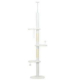 Â 8.4' Floor to Ceiling Cat Tree,Â AdjustableÂ Height, White