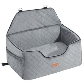 VEVOR Dog Car Seat, Dog Booster Seat for Car with A Storage Pocket, Pet Car Seat with Clip-On Safety Leash, Sponge Filling