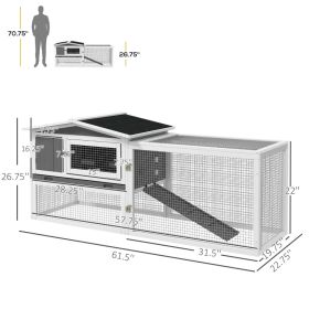 Hutch 2-Story Bunny Cage, Guinea Pig Cage Indoor Outdoor, Small Animal House With Slide Out Tray, For Rabbits, Chickens, Ducks Light Gray