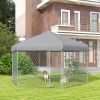 Large Outdoor Dog Kennel 13.4 x 11.5 ft Waterproof UV Resistant Roof Medium Large Dogs Silver