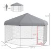 Large Outdoor Dog Kennel 13.4 x 11.5 ft Waterproof UV Resistant Roof Medium Large Dogs Silver