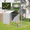 Galvanized Chain Link Large Outdoor Dog Kennel with Waterproof & UV-Resistant Cover, for M&L Dogs, 13.1' x 7.5' x 7.5'