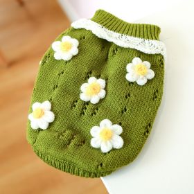 Pet Cats And Dogs Keep Warm And Comfortable Sweater (Option: Green-Flowers-M)