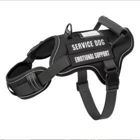USLOCAL Tactical Service Dog Harness With Control Handle No Pulling Adjustable Reflective Pet Vest Harness Easy Walking Training (Option: Black-S)
