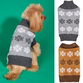 Snowflake Brown Gray Autumn And Winter New Dog Christmas Sweater (Option: Dark brown and grey-XXS)